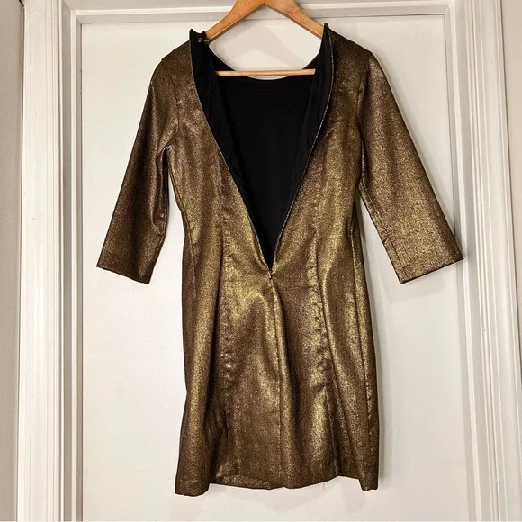 Zara Trafaluc Collection Metallic Gold Dress - Size Medium - Picture 4 of 11